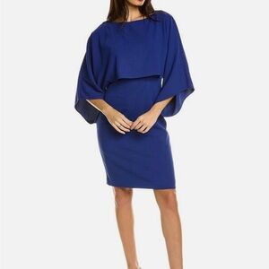 $258 Trina Turk Women's Blue Bateau Neck Shalee Crepe Shift Dress Size 6